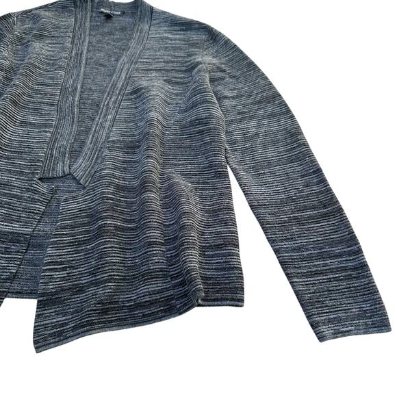 Eileen Fisher Ribbed Knit Open Front Cardigan, Size M, Black/ Gray - Picture 7 of 9